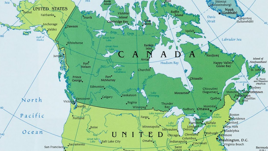 Озера Канады на карте. Карта США И Канады. Канада на карте Северной Америки. Восточное озеро на границе сша и канады